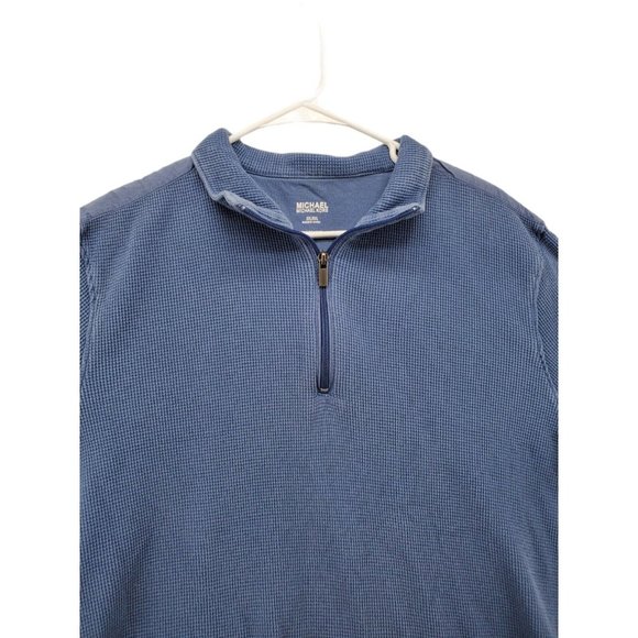 MICHAEL KORS Shirt Men's Long Sleeve Pullover 1/4 Zip Thermal Blue Size 2XL - Picture 5 of 10